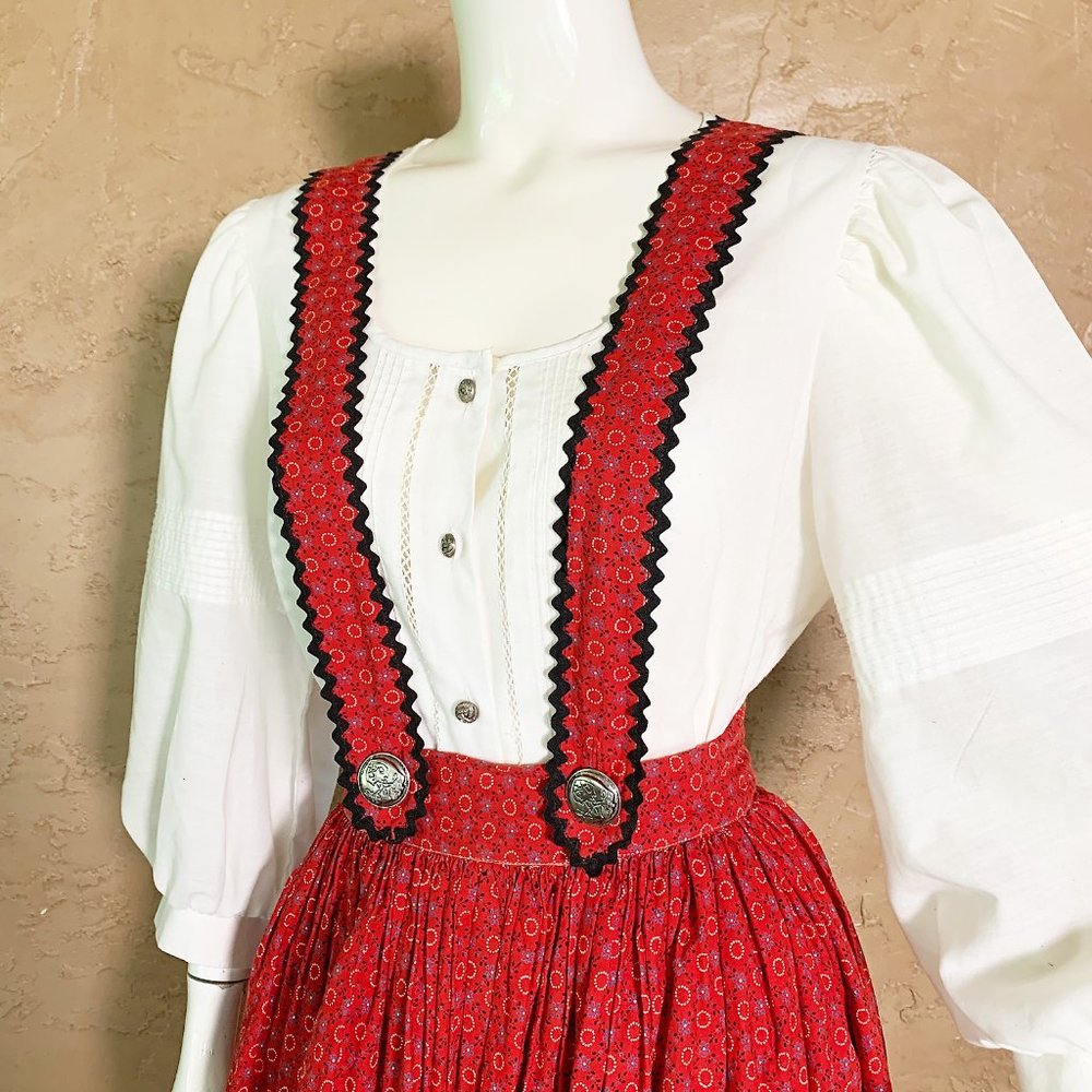 VTG 40s RARE Lanz 2Pc Dirndl Skirt Dress Set XS - Picture 2 of 10